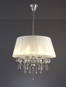 Olivia Polished Chrome-White Crystal Ceiling Lights Diyas Shaded Crystal Fittings